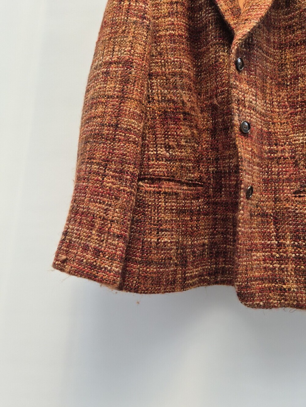 Vintage Jones New York Tweed Blazer Size 14 Wool Blend Jacket Burnt Orange Prep - Picture 5 of 16